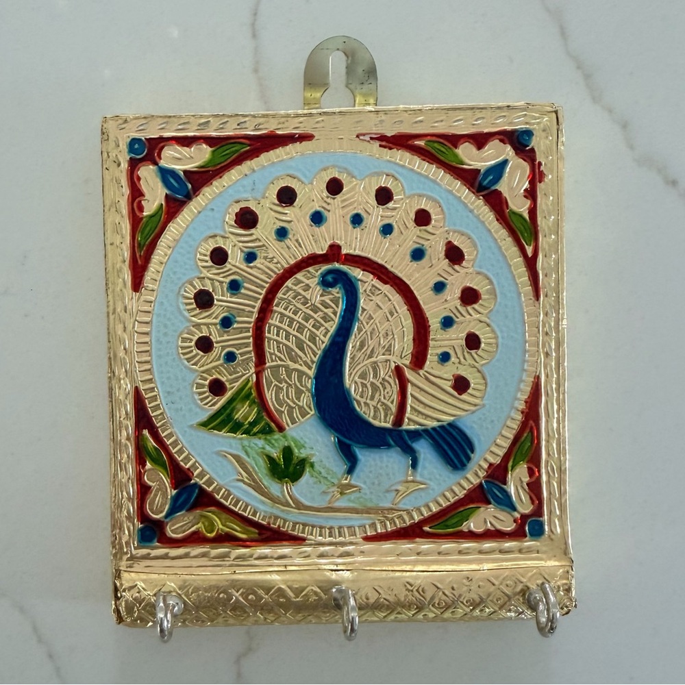 Peacock Wall Hook with Colorful Design